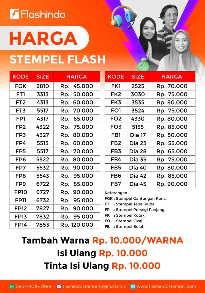 daftar harga stempel warna flashindo
