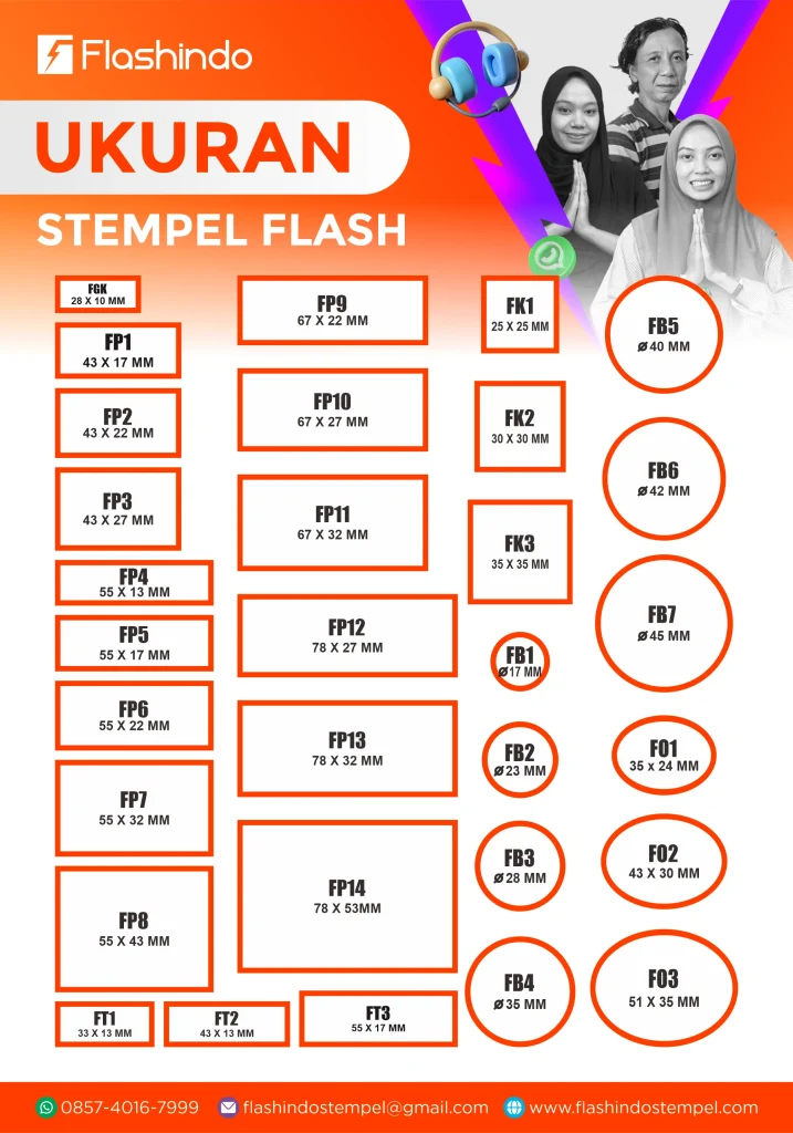 ukuran gagang stempel warna flashindo